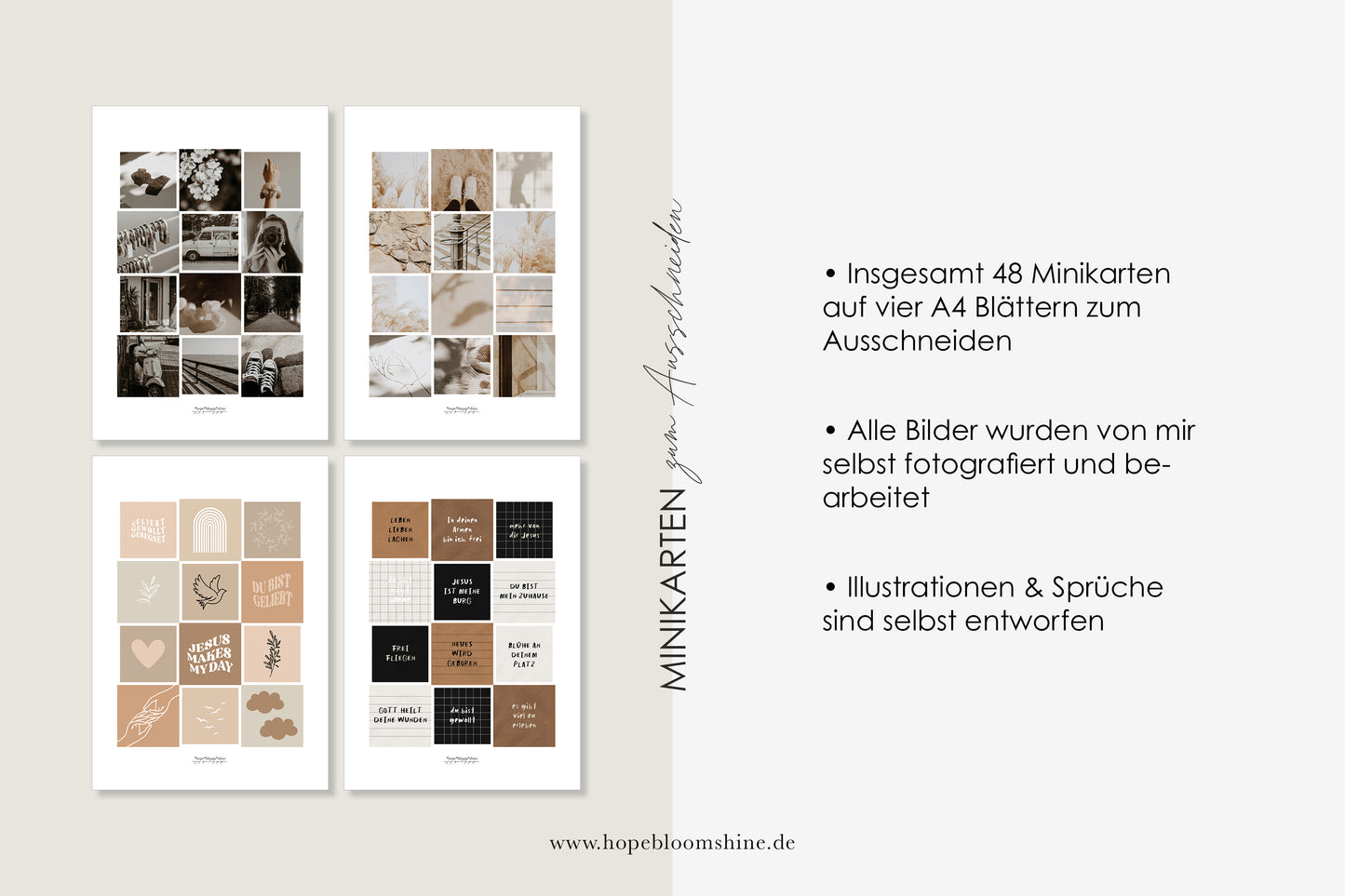 MINIKARTEN SET FÜR COLLAGEN ZUM AUSSCHNEIDEN